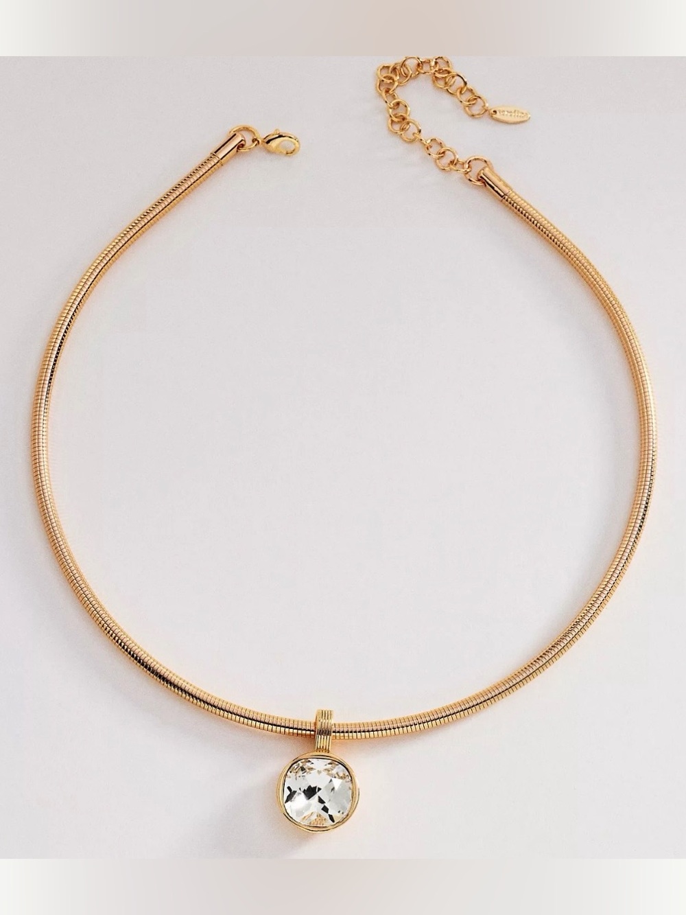 Anthropologie Sarafina Crystal Pendant Statement Necklace 14k Gold Plated Brass